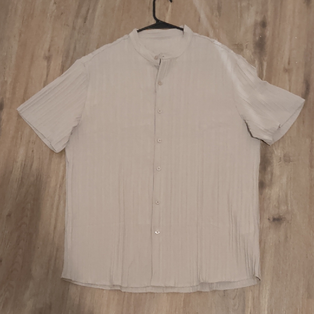 Men's Beige Short Sleeve Shirt